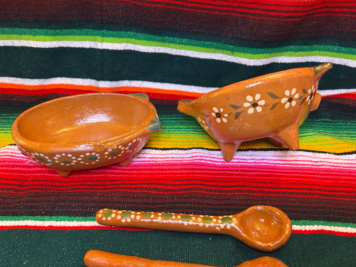 Clay salsa bowl with spoon