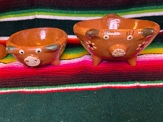 Clay salsa bowl with spoon