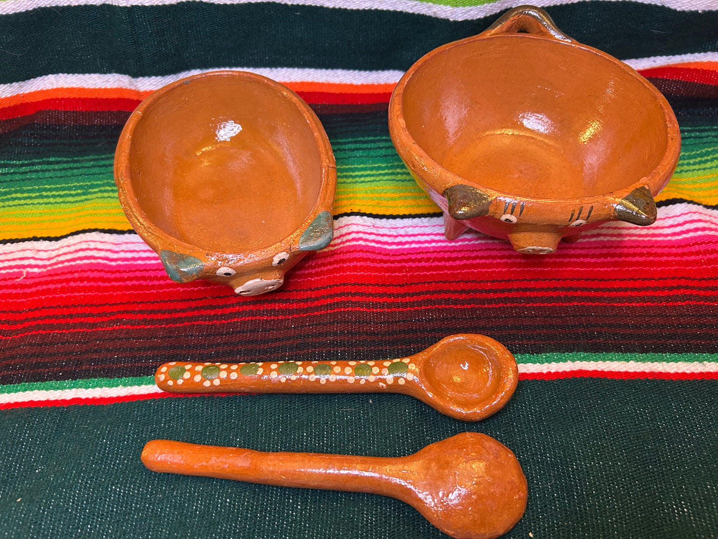 Clay salsa bowl with spoon
