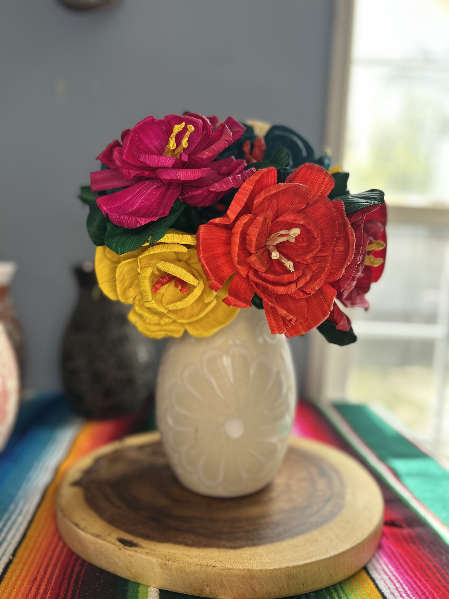 Talavera design clay Flower Vase