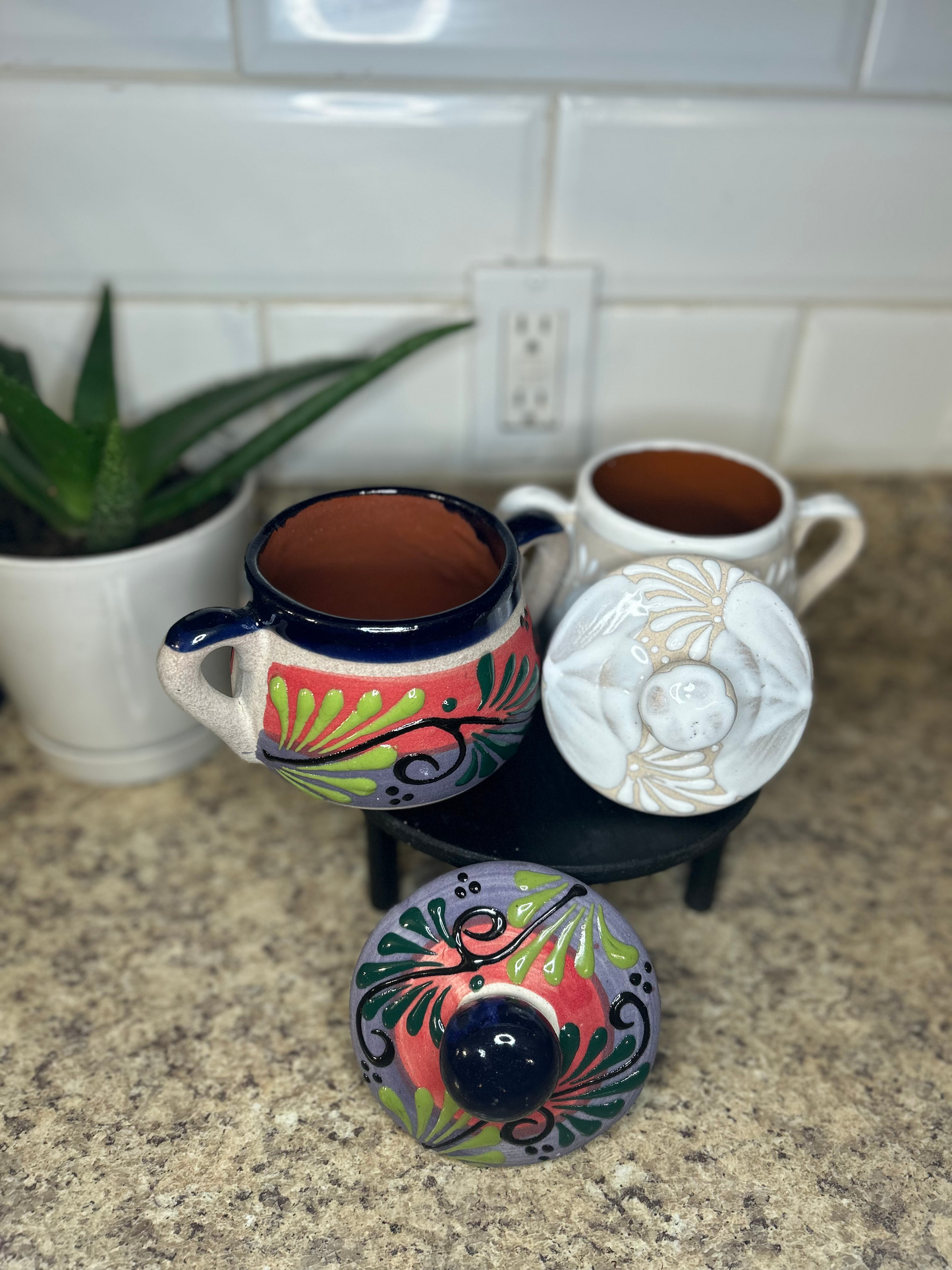 Handmade Mexican Barro Sugar Bowl with Lid