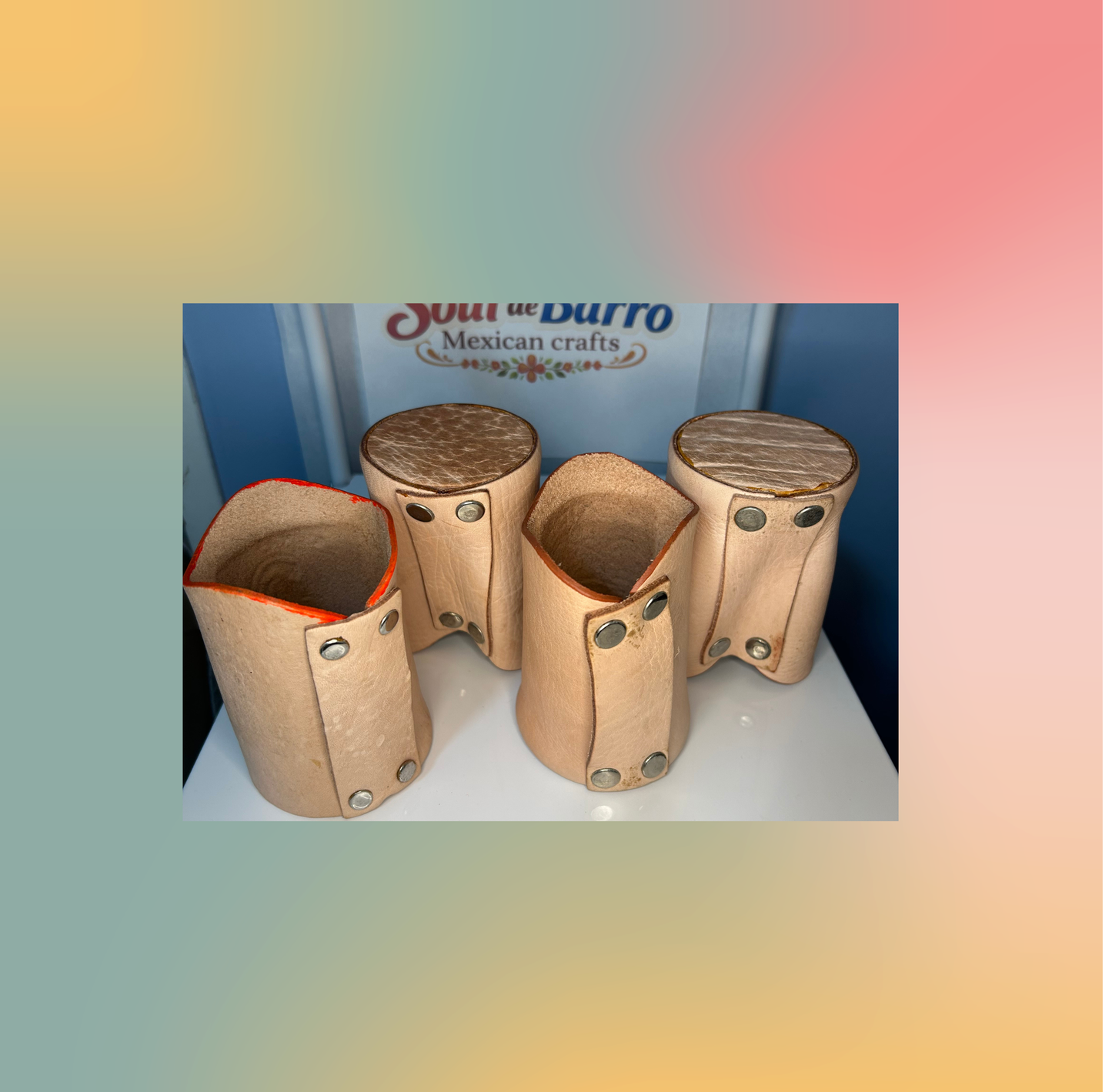 Leather can holder