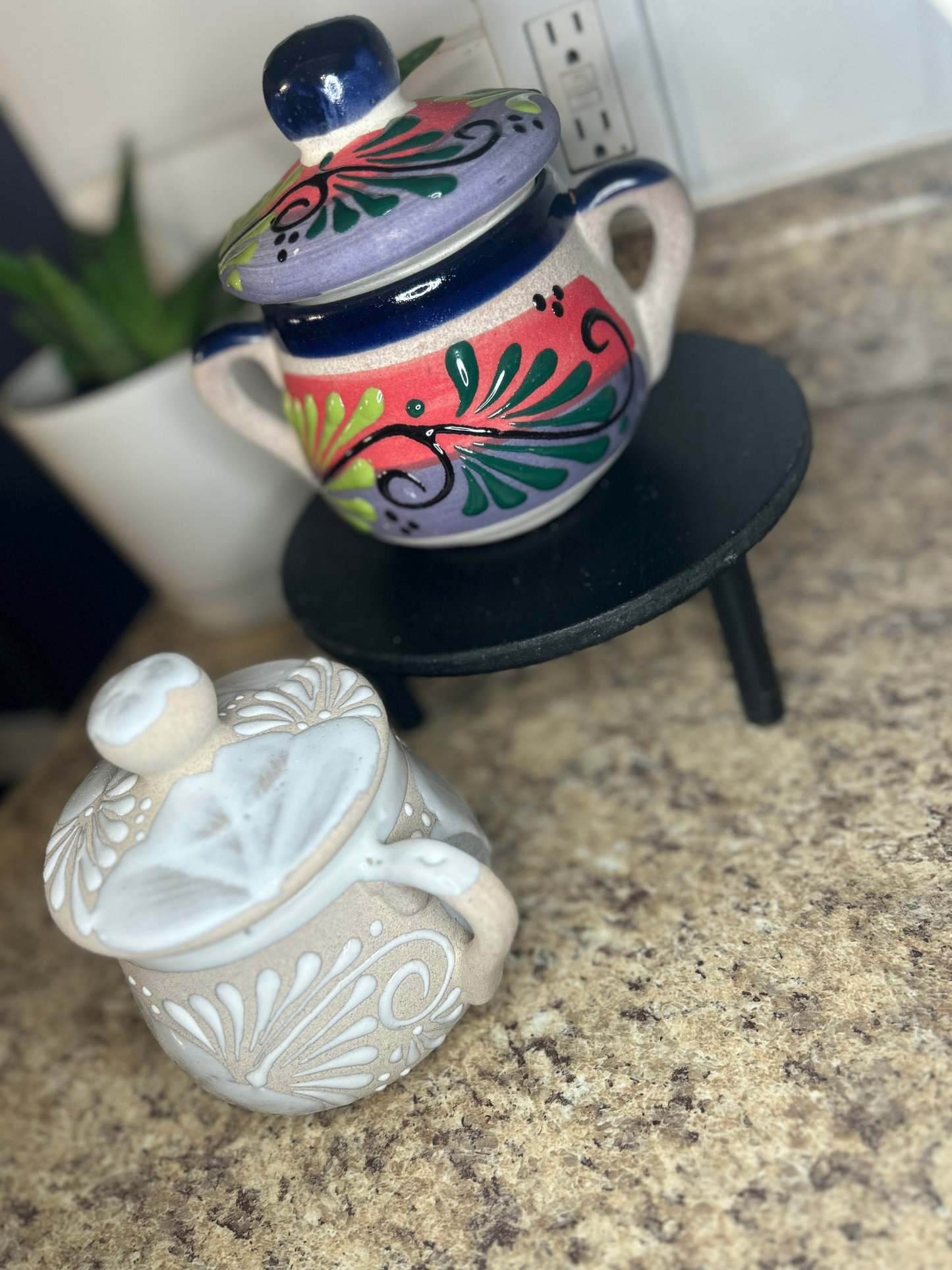 Handmade Mexican Barro Sugar Bowl with Lid