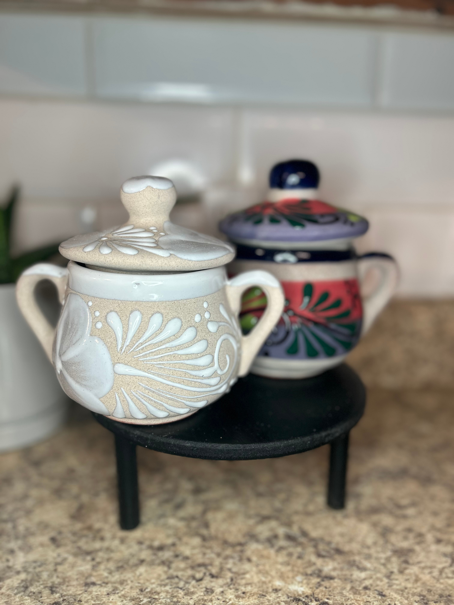 Handmade Mexican Barro Sugar Bowl with Lid