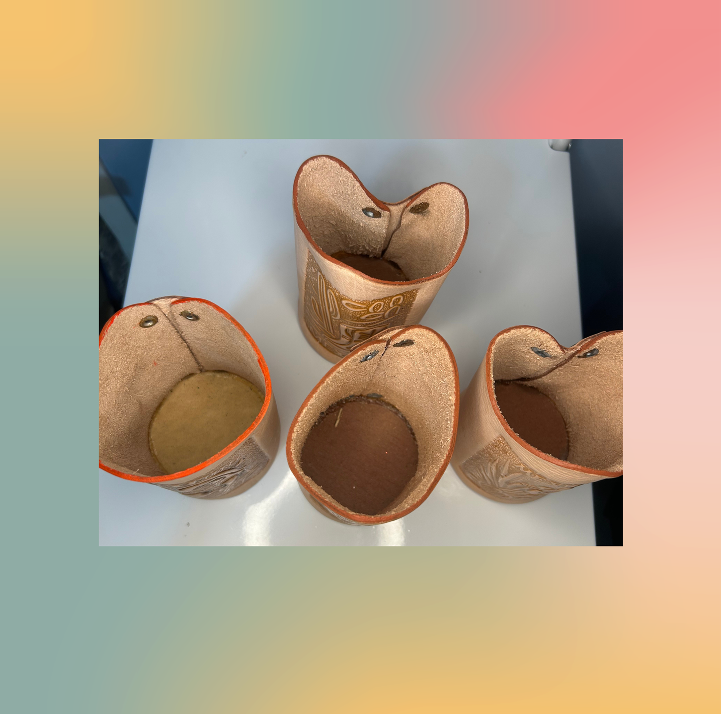 Leather can holder